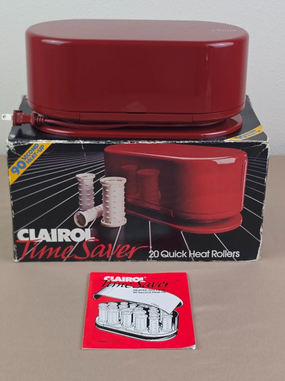 Clairol Time Saver Instant Heat Red 20 Hot Rollers Curlers w/Clips Denmark PTC20